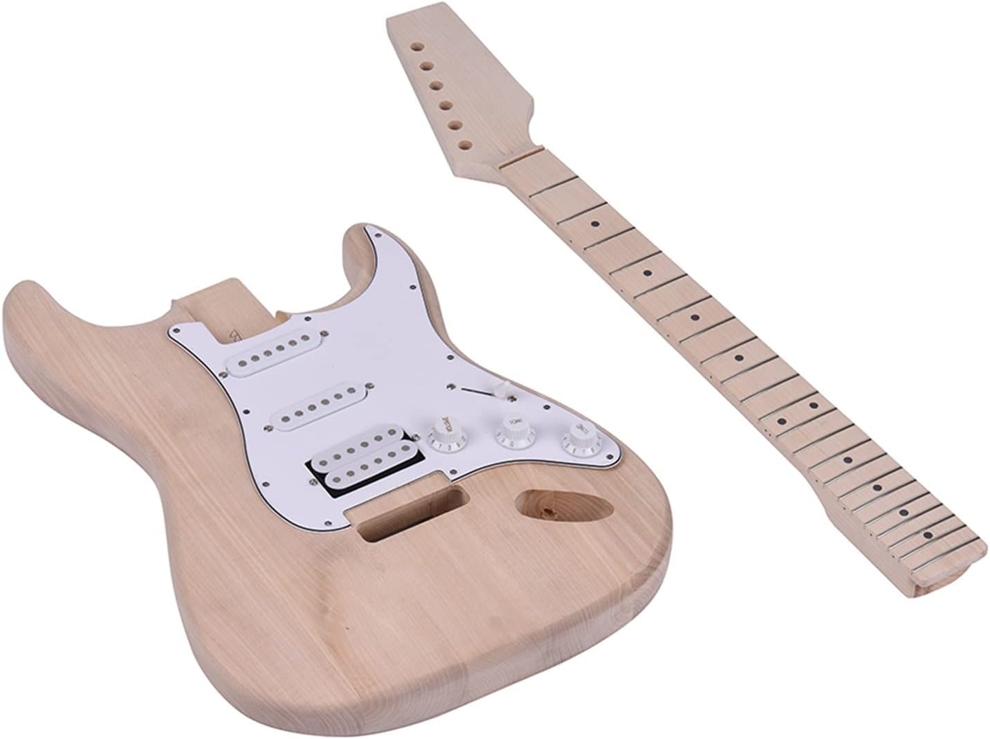 TSTS Electric Guitar Unfinished DIY for ST Guitar Kit Basswood Body Maple Neck Rosewood Fingerboard Guitar DIY Accessory