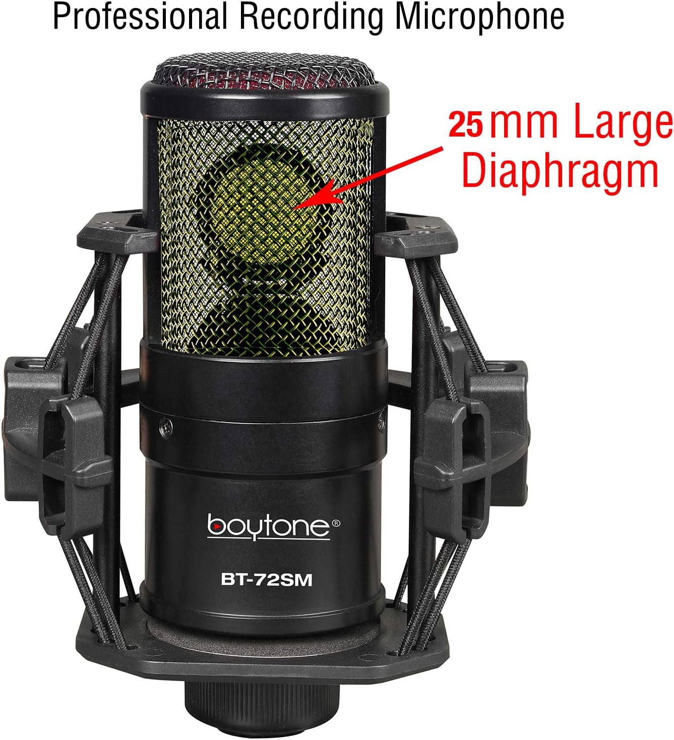 Boytone, Professional Cardioid Studio Recording Mic 25mm Diaphragm USB Microphone Streaming Vocal Recording, Podcasting Condenser Microphone for PC and Mac, Quality Sound (BT-72SM)
