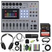 Zoom PodTrak P8 Portable Multitrack Podcast Recorder + Zoom ZDM-1 Podcast Mic Pack + Balanced Interconnect, 1/4 inch TRS + 10ft USB Type A to USB Type C cable - Black + More