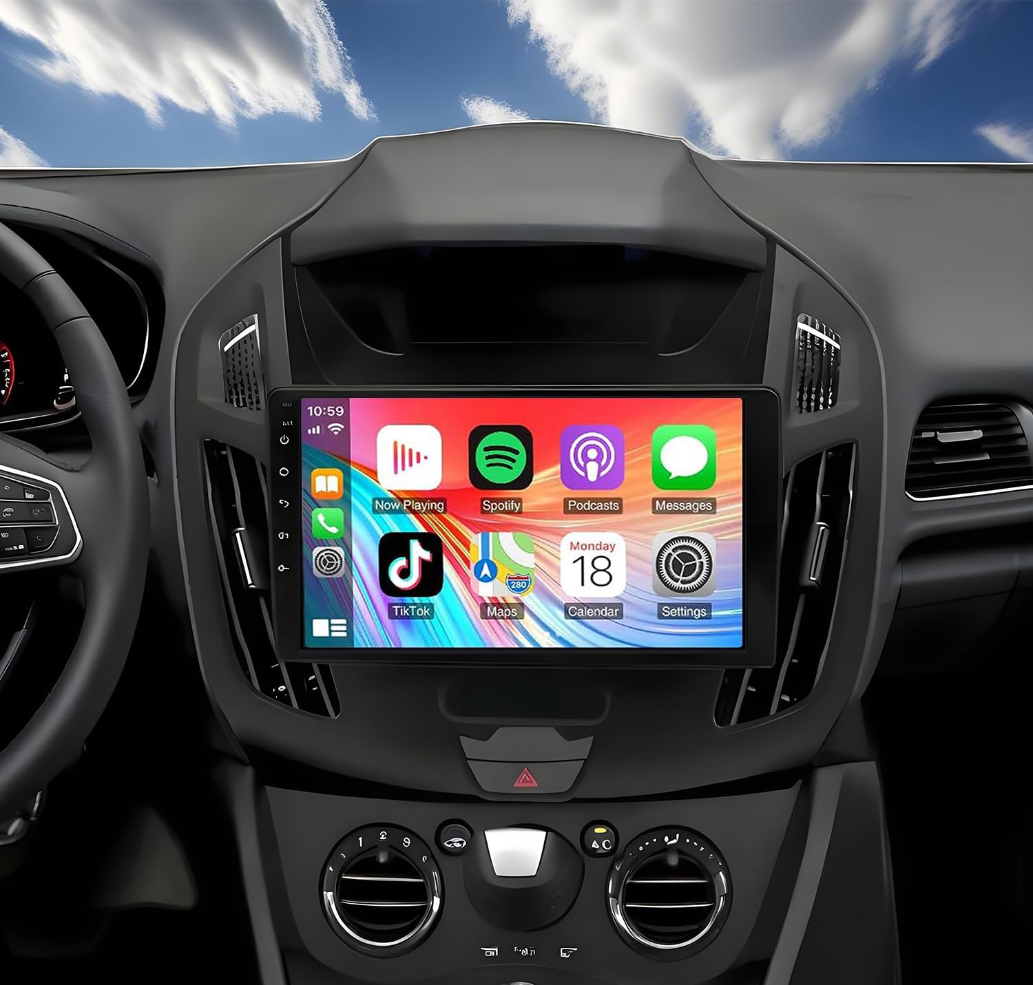 Double Din Car Stereo Radio for Ford Transit Connect 2014 2015 2016 2017 2018 with Wireless CarPlay Android Auto, 9 inch Touchscreen Car Stereo with Bluetooth,WiFi,DSP,GPS,Backup Camera-2+32G