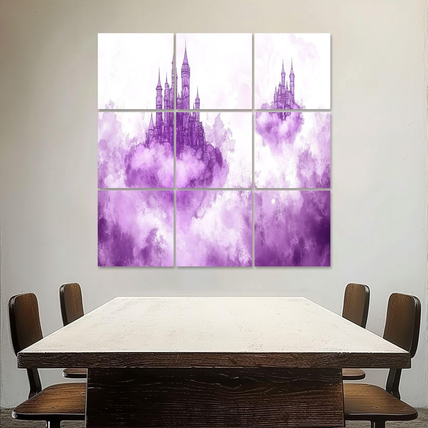 Art Acoustic Panels Self Adhesive Castle Stained Glass Purple Violet Magic 9 Packs Decorative Soundproof Wall Panels Large Sound Absorbing Panels for Home Office 60