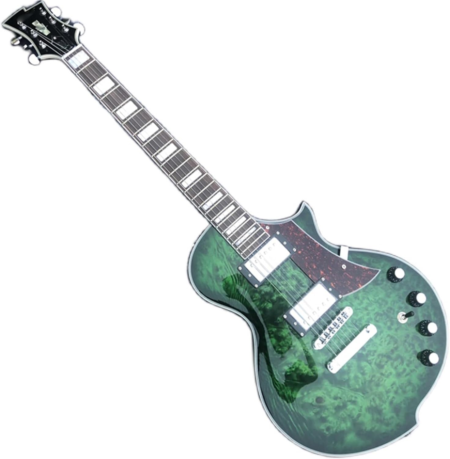 Beginner Electric Guitar Kits Solid Wood Body Electric Guitar With Green Burl Finish
