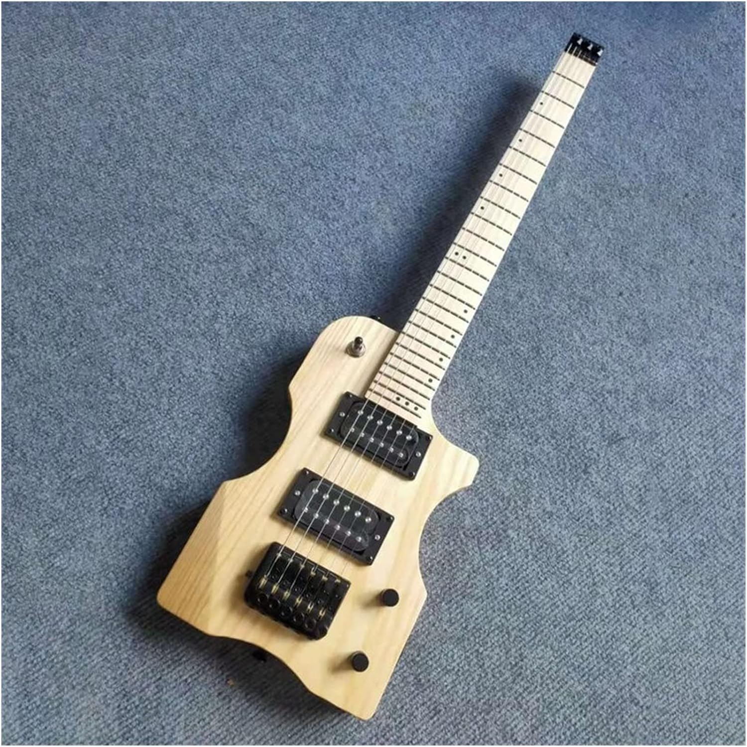 30- inch Mini Headless Electric Guitar Ash Wood Body Canadian Maple Neck 6- String 24- Fret Bolt Matte Natural Color Belt Bag Guitar ​Neck Replacement (Size : 30 Inches)