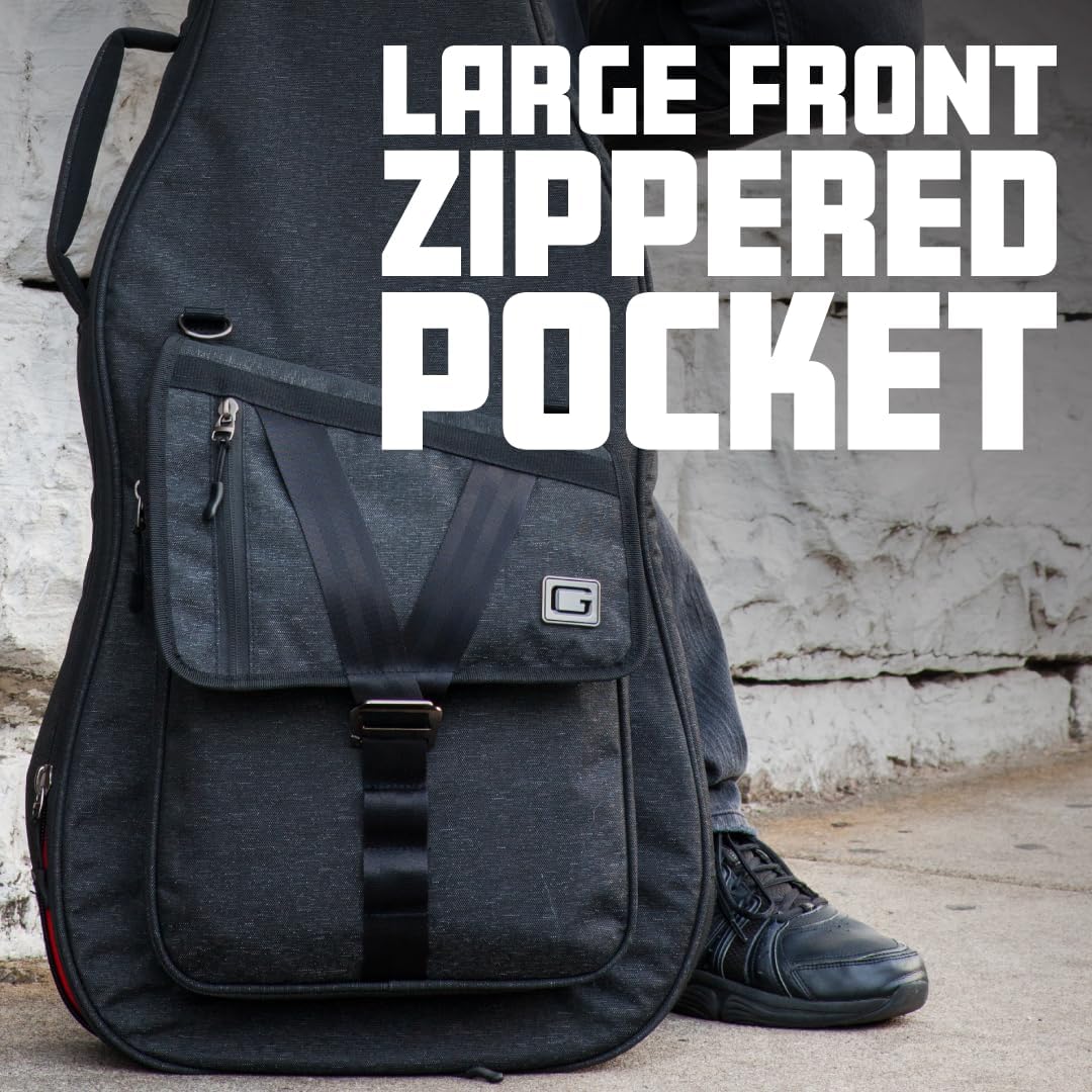 Gator Cases Transit Series Lightweight Electric Guitar Gig Bag with Back Pack Straps and Rubberized Base, Charcoal Black Exterior (GT-ELECTRIC-BLK)