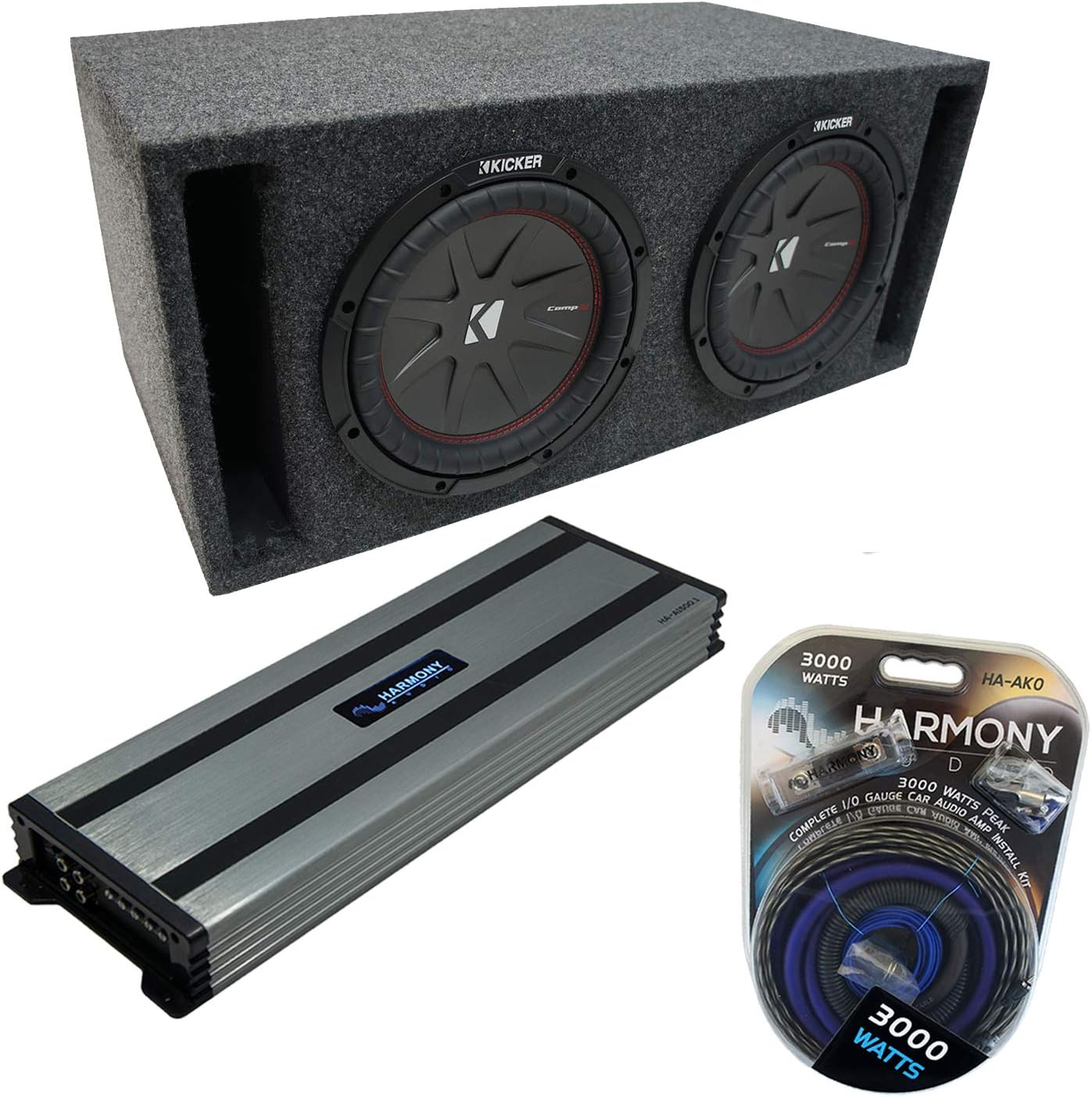 Harmony Audio Kicker Bundle Compatible with Universal Car 43CWR122 CompR CWR Dual 12