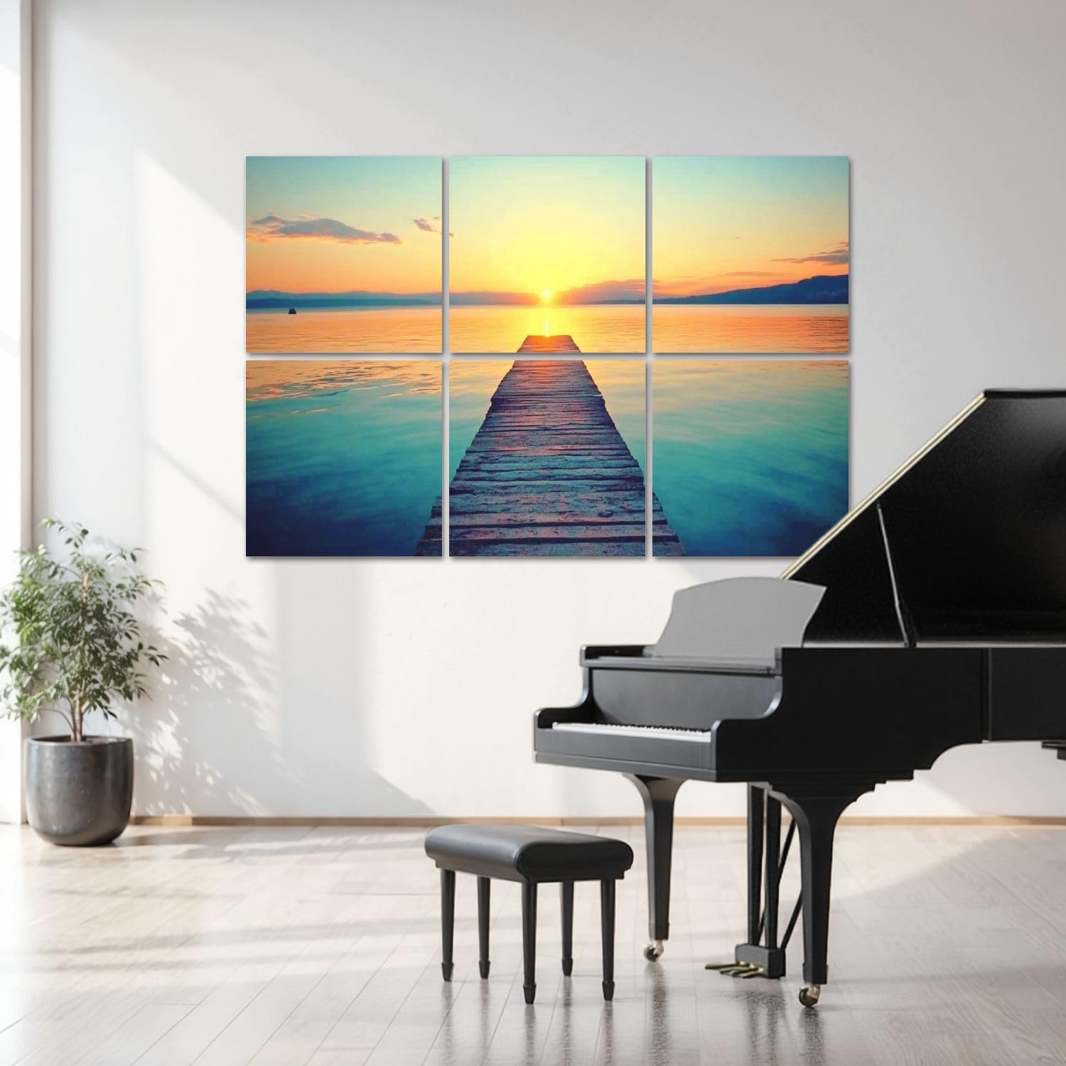 6 Pack Art Acoustic Panels footbridge sea beach Sound Absorbing Panel 48