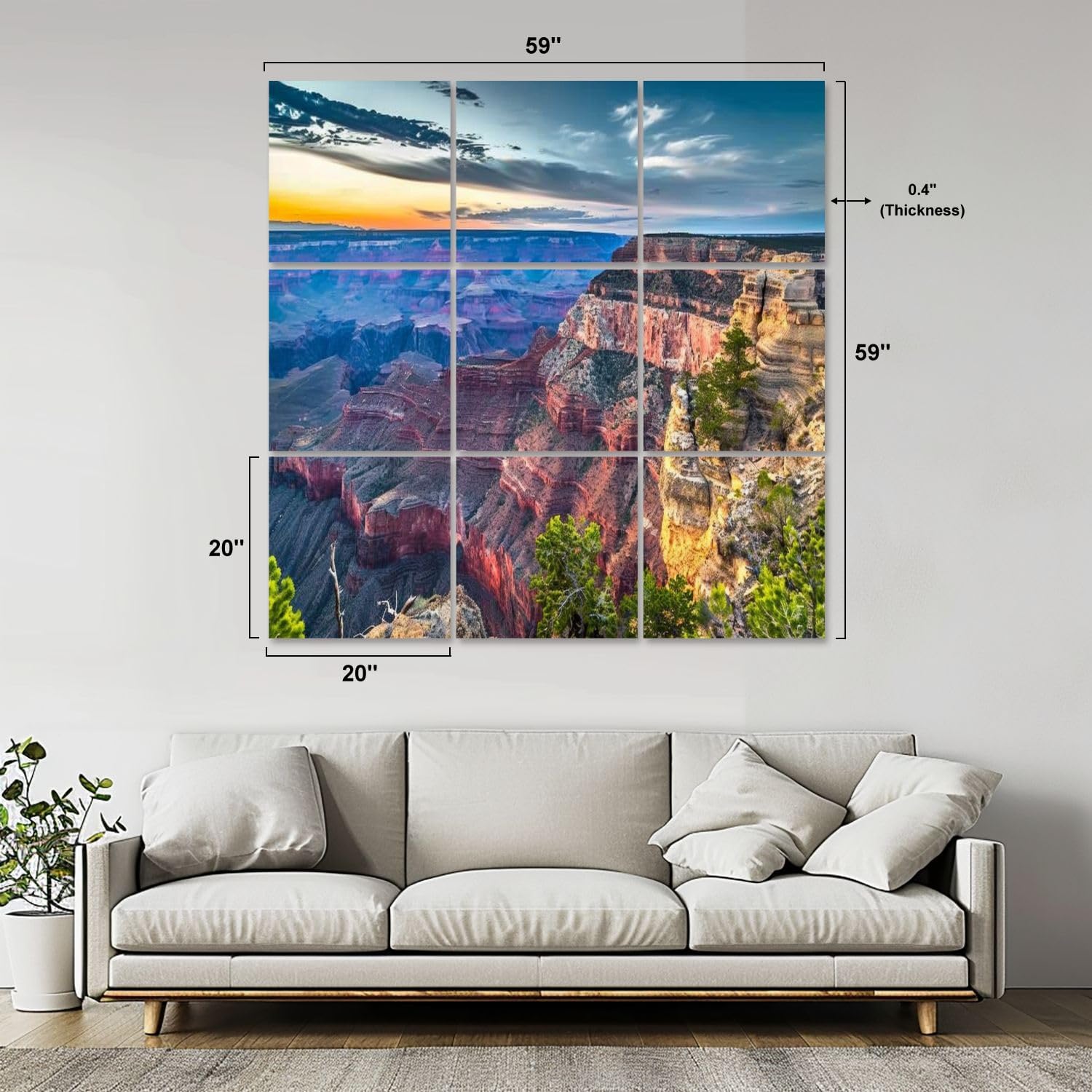 Art Acoustic Panels Self Adhesive Grand Canyon dusk from south 9 Packs Decorative Soundproof Wall Panels Large Sound Absorbing Panels for Home Office 60