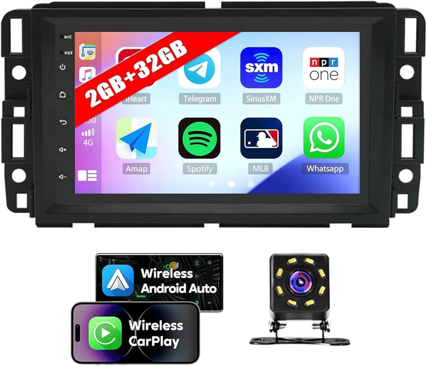 2+32G 7in Car Radio Stereo Radio for Chevy Equinox 2007-2009, for Silverado/Tahoe 2007-20124 Double Din Car Radio Receiver w/WiFi GPS Navigation Bluetooth Backup Camera