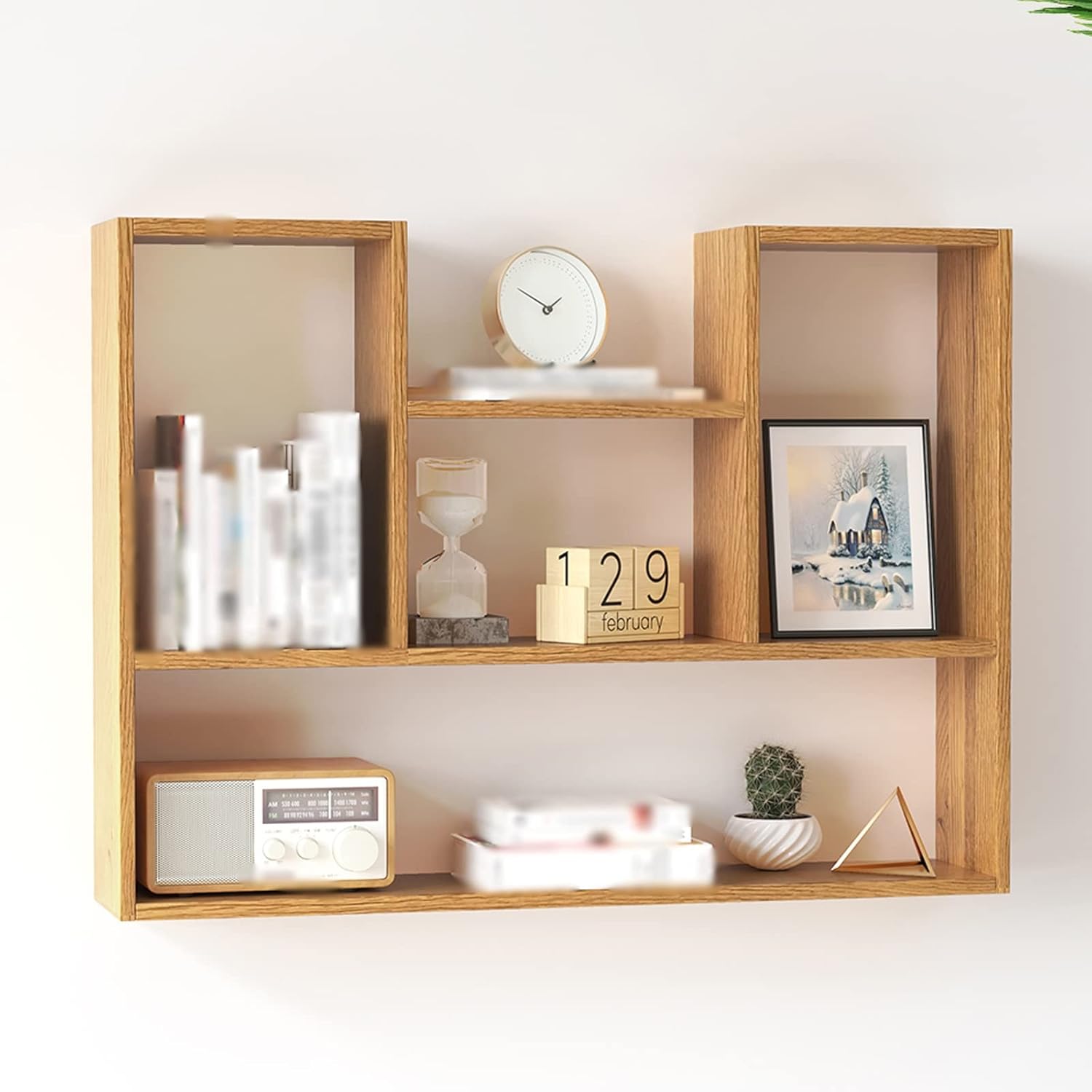 Bookshelf Wooden Wall Hanging Bookshelf Partition Wall Storage Cabinet Open Wall Mount Bookcase for Living Room, Office, and Bedroom Bookcase (Color : A, Size : 100cm)