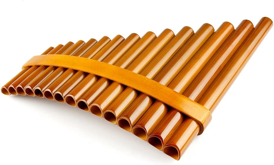 15 pipes G Key Pan Flute light Brown Folk Woodwind Instruments Kids Pan Pipes Including Tunning Sticks Pipes inner clearning Stick cloth and pu leather bag (Right Hand)