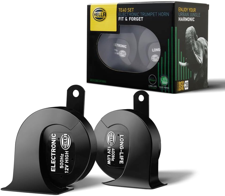 Hella TRUMPET HORN KIT BOX BLACK 12V LONG LIFE TE40 007728981