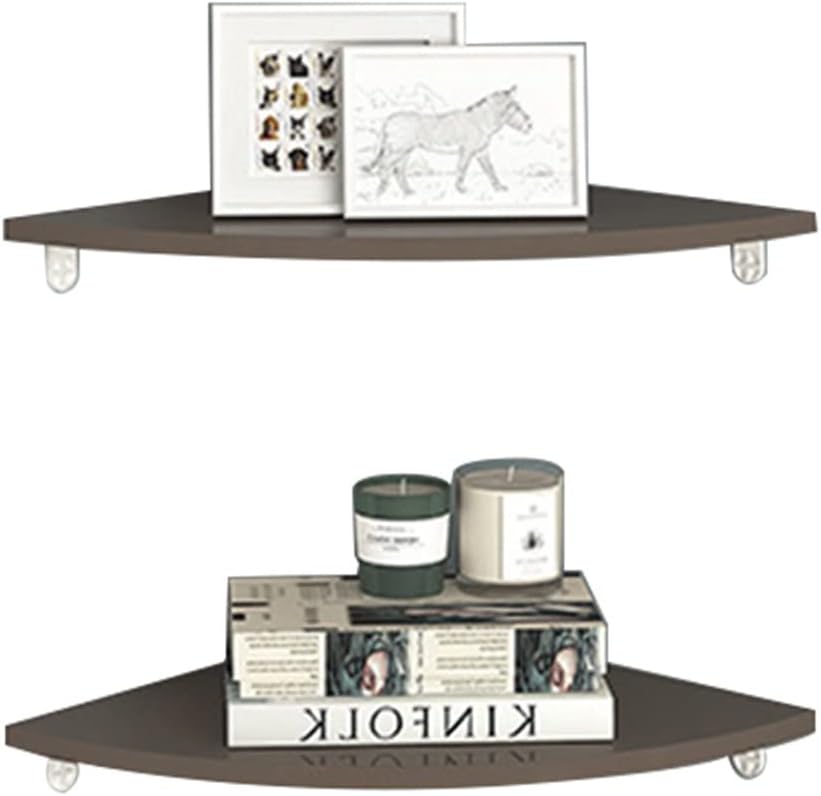 Wall Mount Floating Corner Shelves Set of 2, Hanging Rustic Wall Storage Shelf Decor for Bedroom, Living Room, Bathroom, Kitchen (Color : Brown, Size : 28cm) (Walnut 28cm)