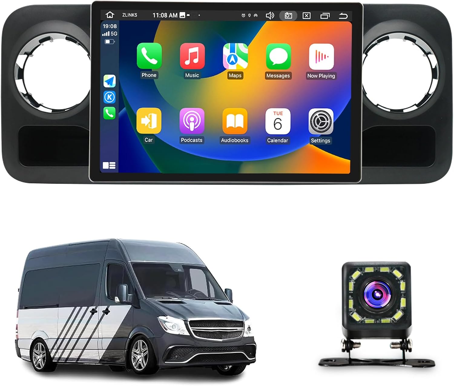 New 13.3 Inch Android 13 Car Radio for Mercedes-Benz Sprinter (2018-2022), Multimedia Video Audio Player Car Screen with CarPlay/GPS/WiFi/Bluetooth/FM + 12LED Backup Camera(Size:8+256 G)