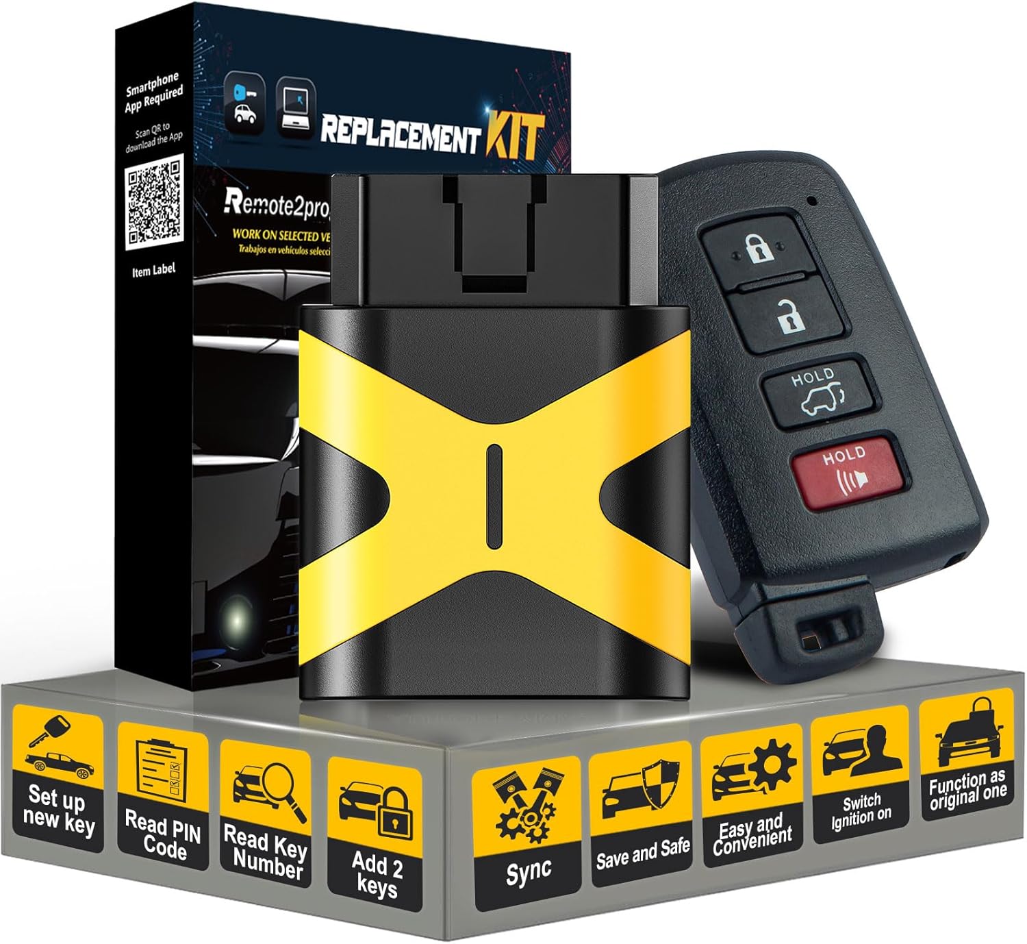 Key Fob Self Programmable Keyless Entry 0020 Board Smart Car Key Replacement for 2013-2018 Toyota RAV4 HYQ14FBA (13-18 Rav4/0020 Board Smart Key)