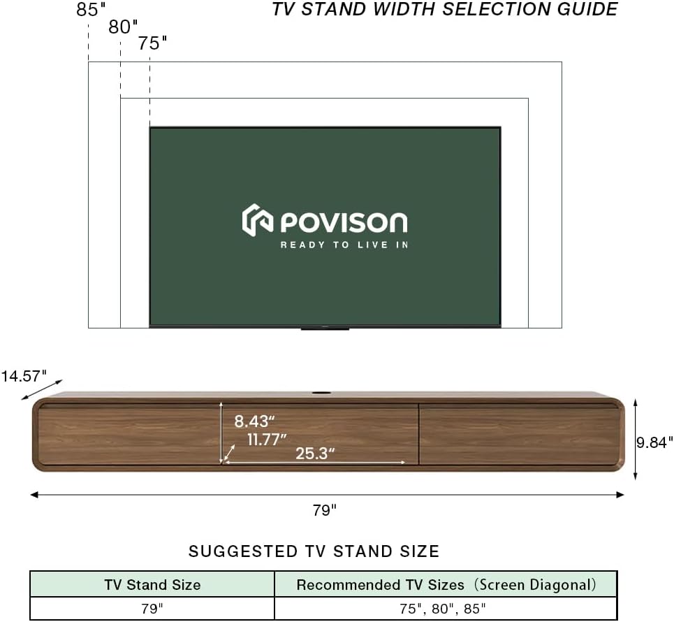 Fully-Assembled Minimalist Floating TV Stand, Modern Wall-Mounted Entertainment Center with 3 Flip-Down Cabinet Doors, Solid Wood, Walnut Veneer, 78