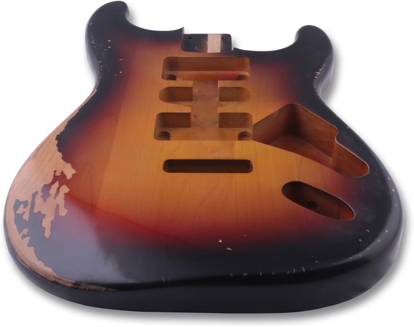 Sunsmile Relic Electric Guitar Body Nitro Top Alder Wood ST Style DIY Guitar Body H-S-H Route 3 Tone Sunburst Relic.