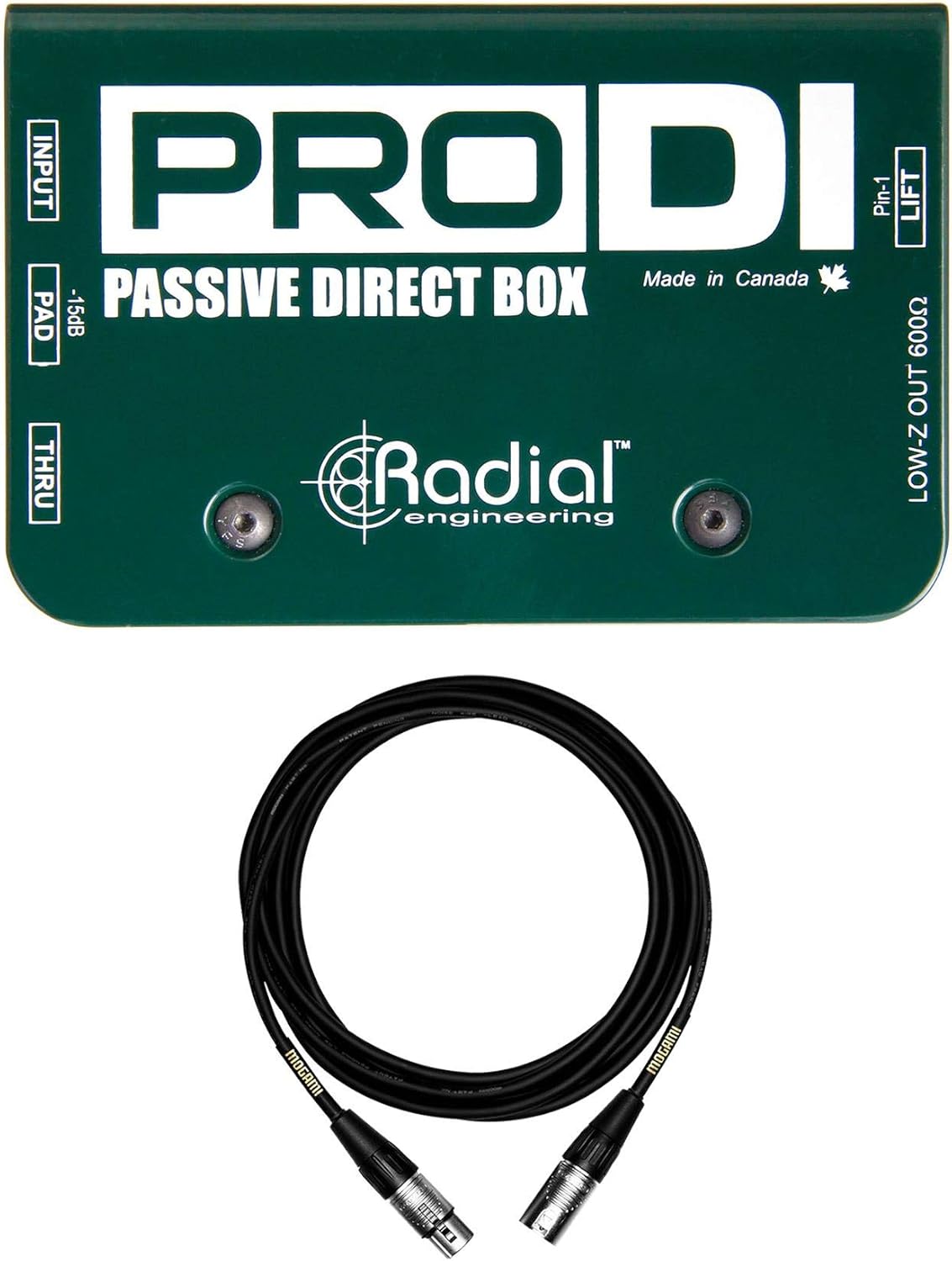 Radial Engineering PRO DI Bundle with Premium 15-foot XLR Mogami Microphone Cable (2 Items)