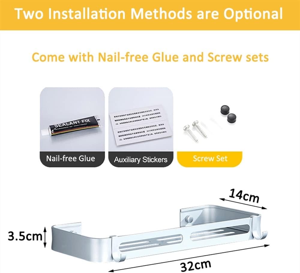 Shower Caddy Bathroom Storage Shelves, Shower Room Toiletries Organizer Rack, Wall Mount Organizer Shelf Bathroom Organizer (Color : Black, Size : 2pcs)