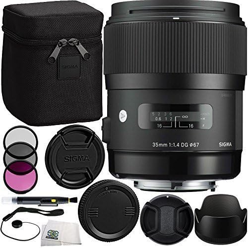 Sigma 35mm f/1.4 DG HSM Art Lens (for Canon DSLR Camera) Bundle Includes Manufacturer Accessories + 3 PC Filter Kit + Lens Cap + Lens Pen + Cap Keeper + Microfiber Cleaning Cloth