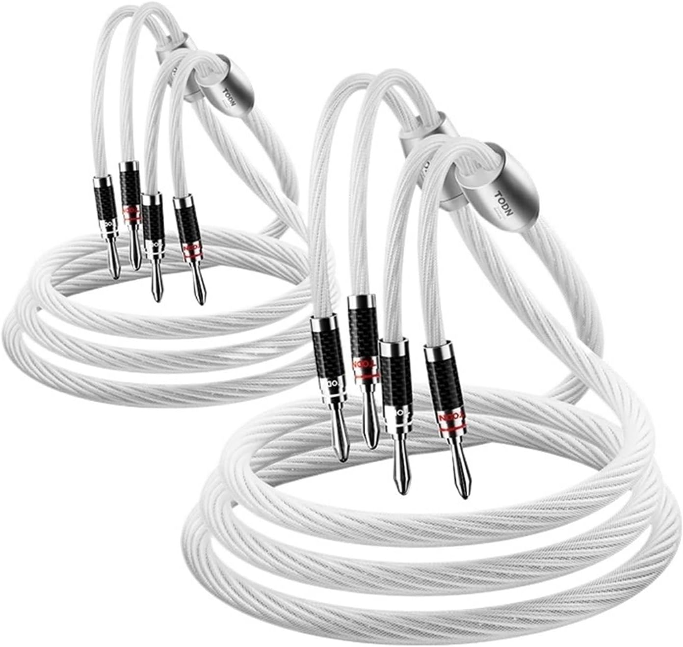 1 Pair HiFi Silver-Plated Speaker Cable High-end 7N OCC Speaker Wire for Systems Y Plug Plug Speaker Cable(Y to Y Plug,1m)