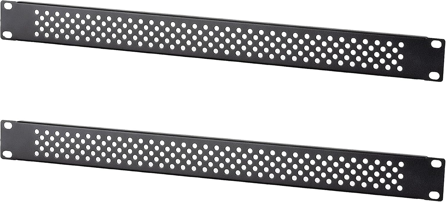 RIVECO 15U Desktop Rack for Audio & Network Devices 19 Inch 2 Post Open Frame Shelf with Reinforced Beam, Tabletop Racks for IT Server Sound AV Music Recording Equipment & 1U Vented Panels 2PCS