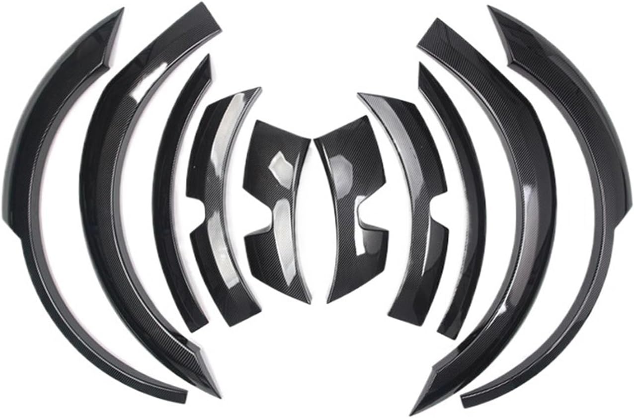 Compatible For Tesla Model Y 2019 20 21 22 Car Wide Bodykit Fender Flares Arch Wheel Eyebrow Lip Protector Trims 10Pcs/Set Accessories Part(Glossy Carbon)