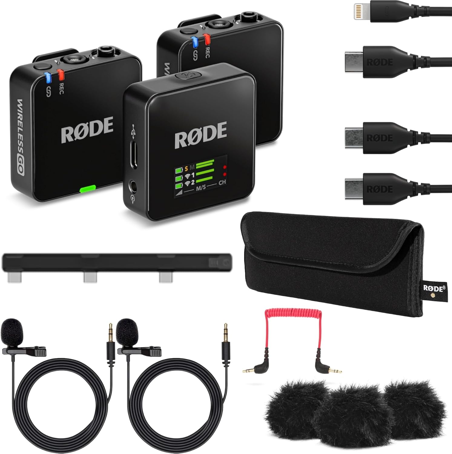 RØDE Wireless GO (Gen 3) Compact Wireless Mic - Pristine Audio, 32-bit Float Recording, Automatic Level Control, for Phones, Cameras and Computers Bundle with 2X Turnstile Audio Lavalier Microphone
