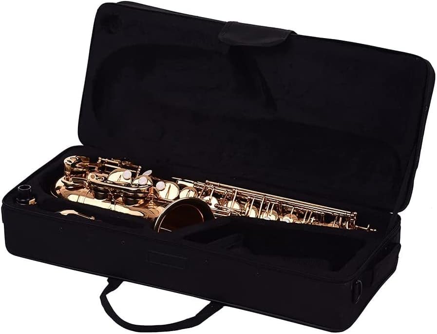 EB Alto Saxophone Sax Brass Material Wind Instrument with Carry Case Gloves Cleaning Cloth Sax Straps Tuner