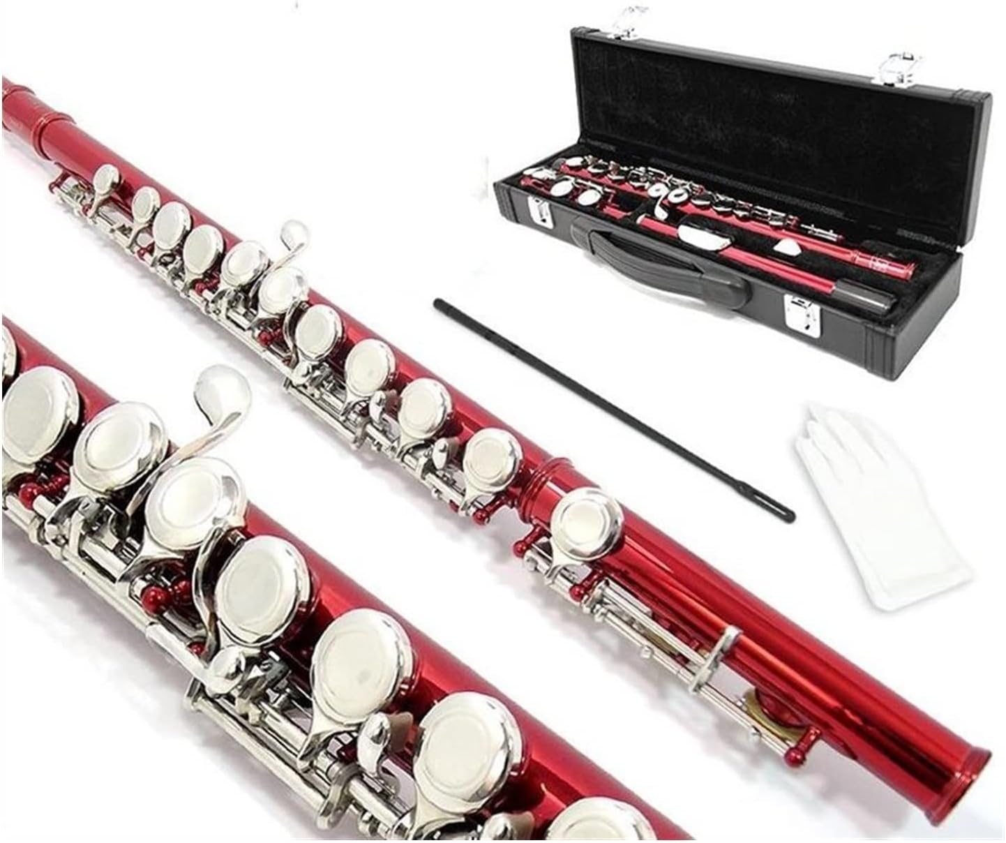 Flutes Flute Cupronickel Plated Silver 16 Holes C Key Woodwind Instrument with Gloves Padded Case (Color : 06)