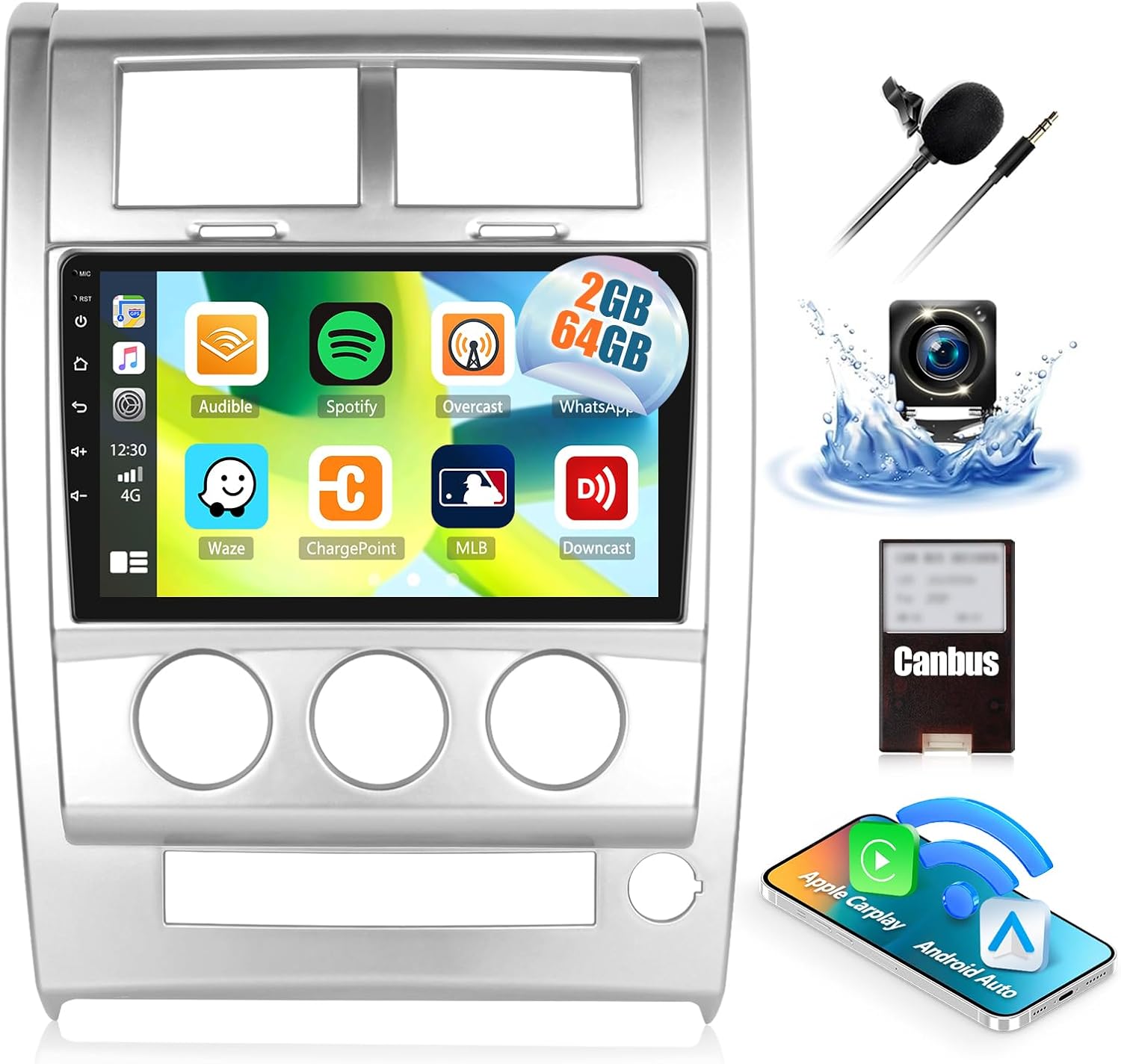 2+64GB Car Stereo Radio for Jeep Liberty 2008-2012 with Wireless Carplay Android Auto Android 13 Head Unit 10.1