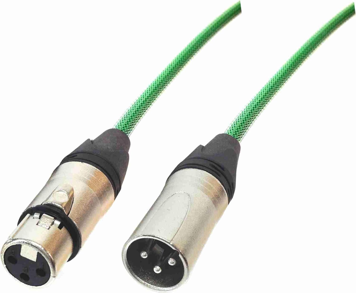 AMERICAN RECORDER Quad XLR Microphone Cable with Tough Nylon Sleeve Green 25 feet