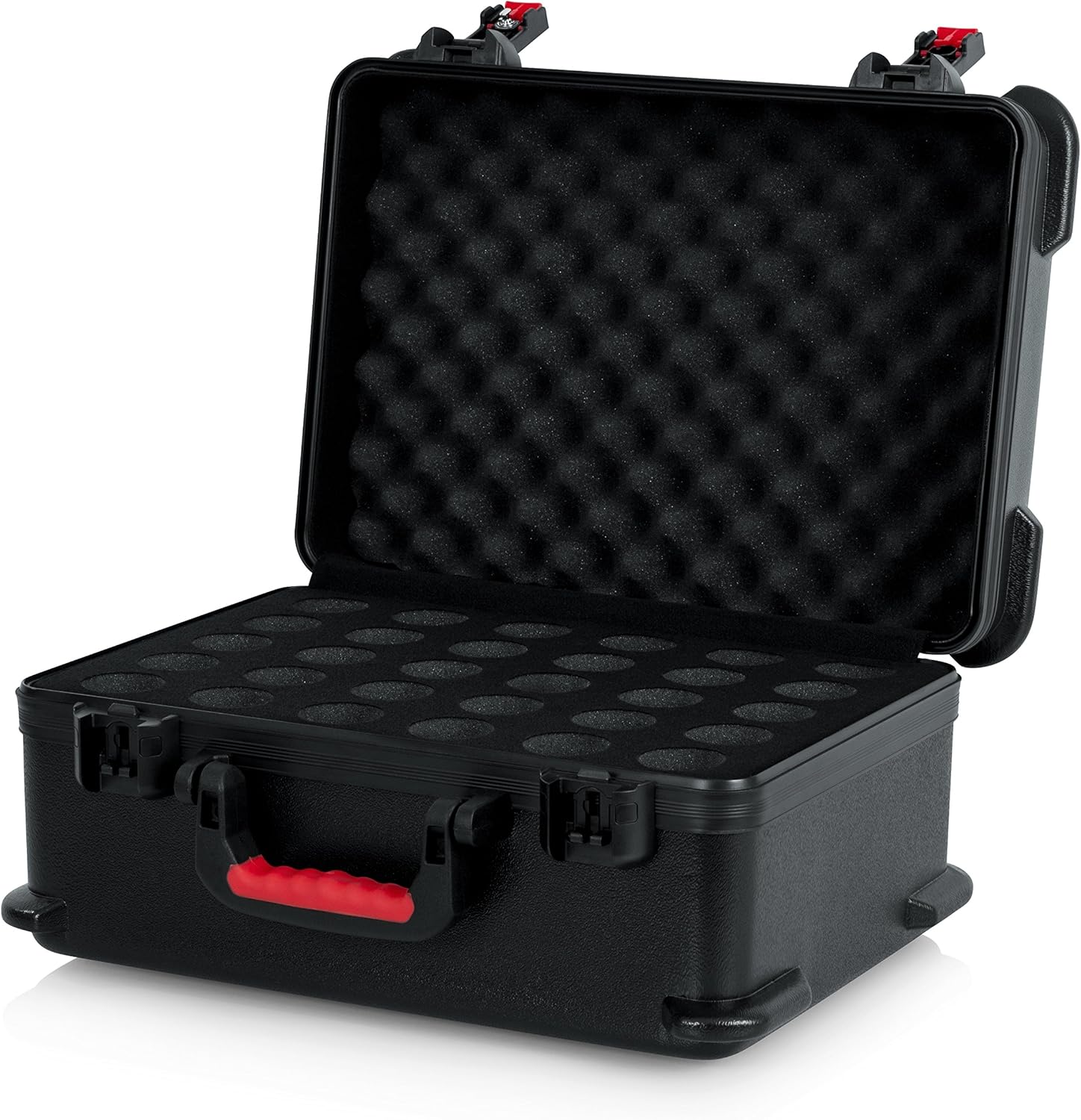 Gator Cases Molded Flight Case to Hold Up to (30) Wired Microphones with TSA Approved Locking Latch, (GTSA-MIC30)