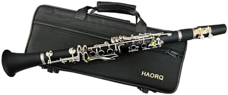 Profession Clarinet Eb Keys Bakelite Nickel Plated Wind instrument with Screwdriver Soft Cleaning Cloth Mouthpiece Reed and Cap case Suitable for professionals and beginners (Eb tone)