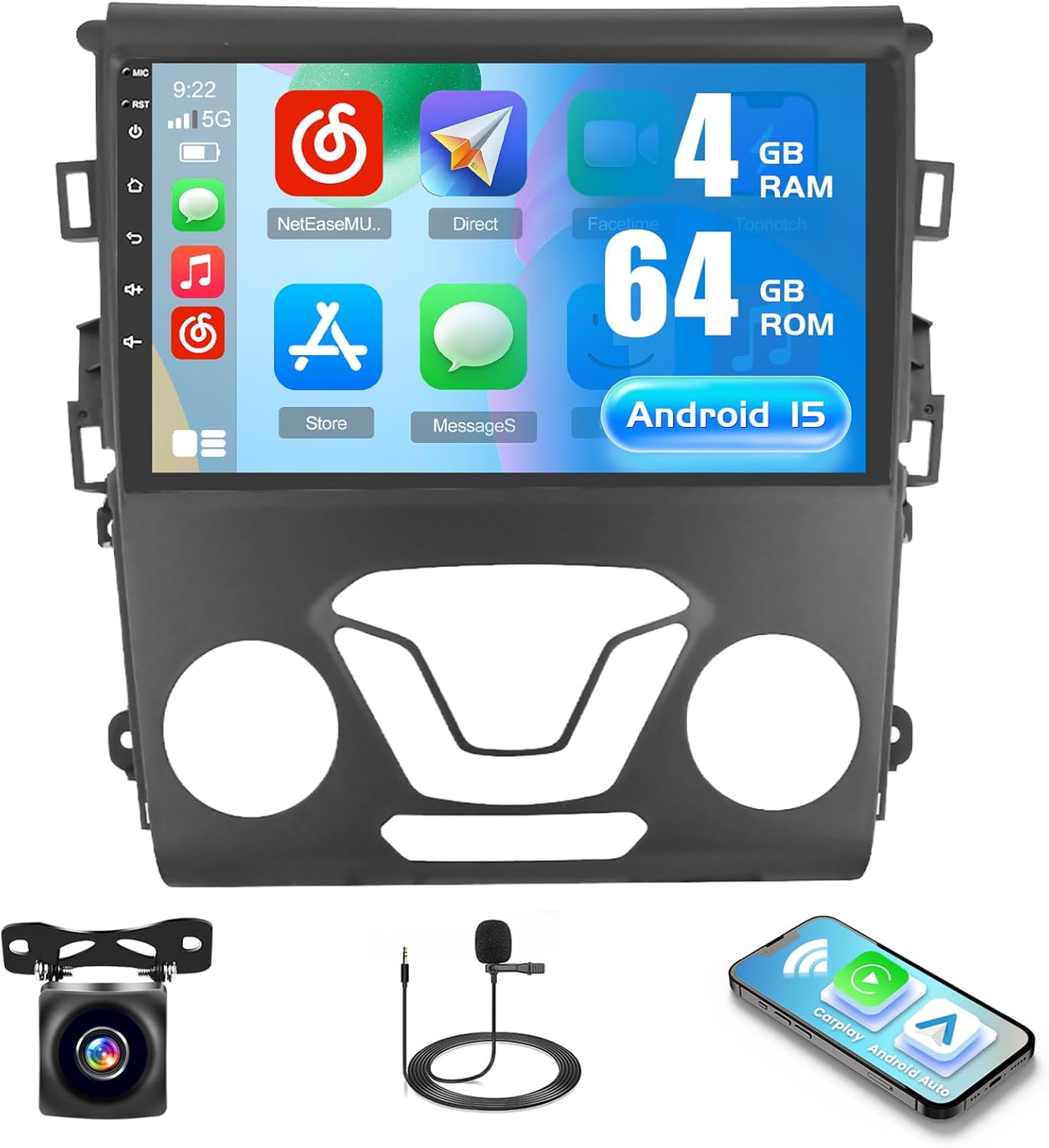 4G 64G for Ford Fusion Mondeo 2013-2019 Radio Screen CarPlay Android 15 IPS 9