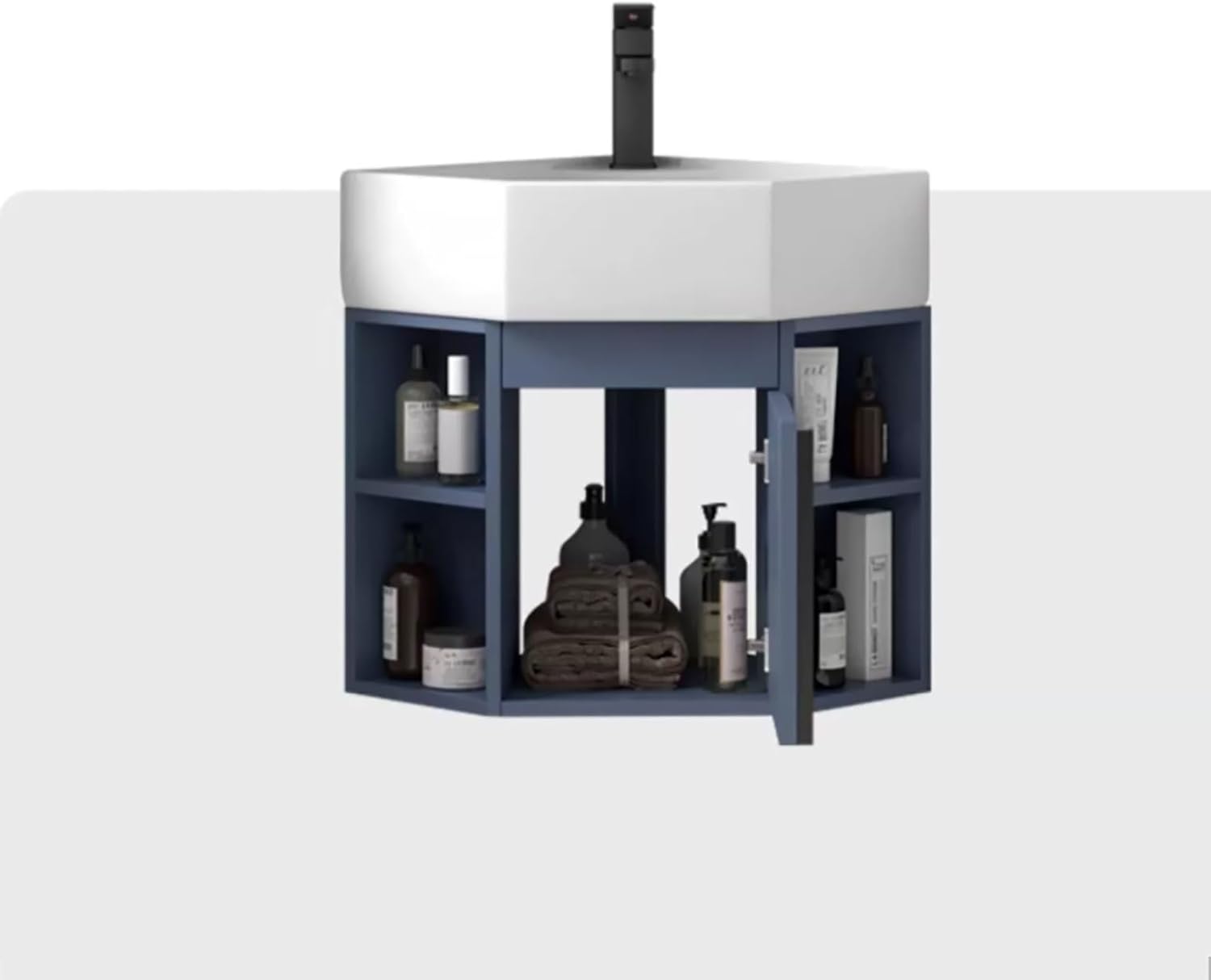 Corner Wall Mount Bathroom Sink Corner Balcony Sink with Storage Container Corner Bathroom Sink Corner Ceramic Sink Corner Bathroom Vanity Corner Bathroom Vanity with Sink(17.7in/45cm)