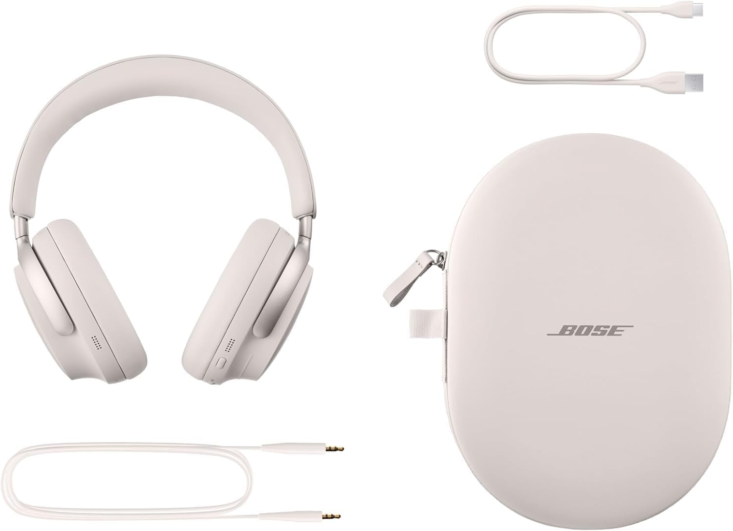 Bose QuietComfort Ultra Bluetooth Headphones, Wireless Headphones with Spatial Audio, Over Ear Noise Cancelling with Mic, Up to 24 Hours of Playtime, White Smoke