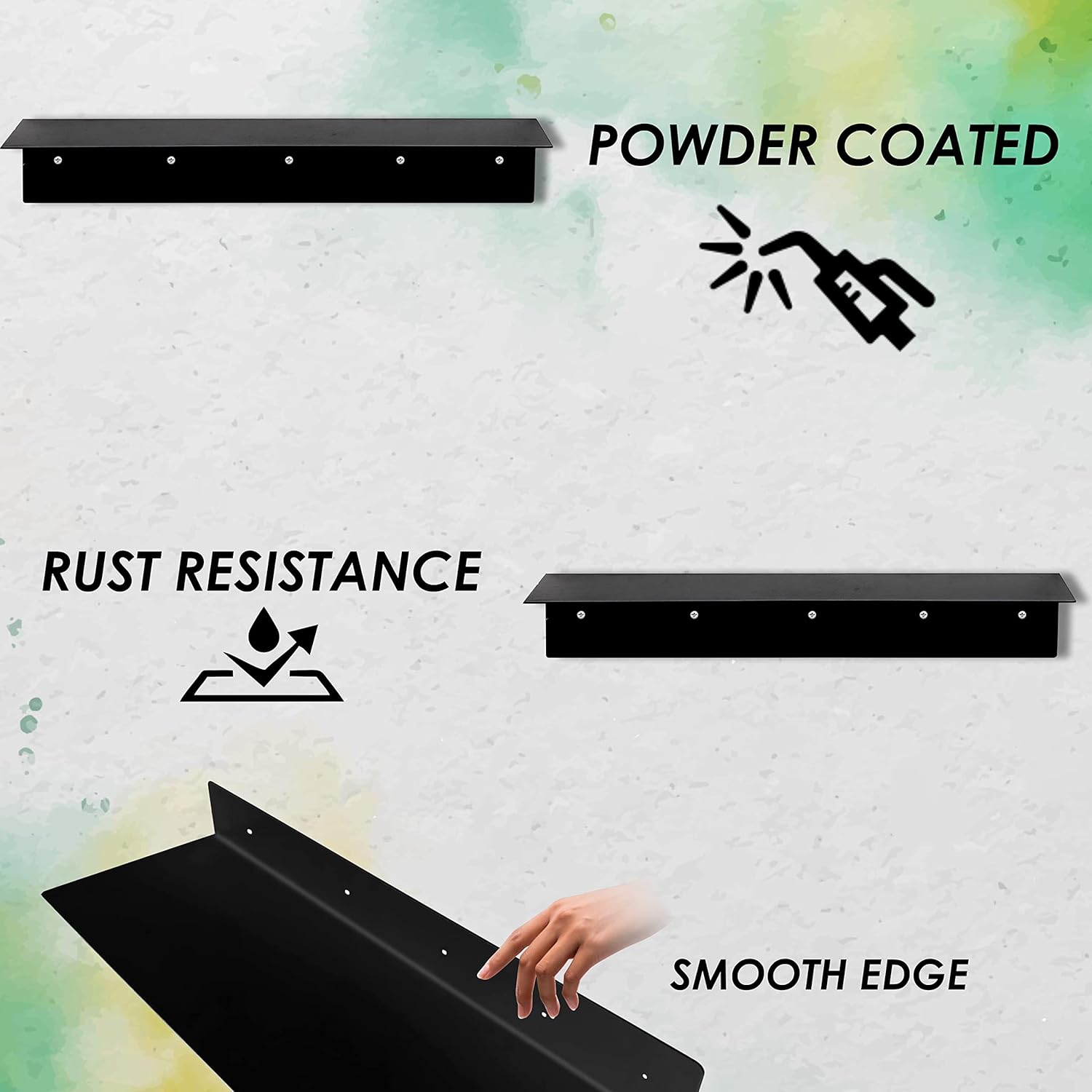 SIMOND STORE Floating Shelf for Under TV - Floating TV Stand Wall Mounted- Wall Mount Floating Shelf TV Console for DVD Players, TV Accessories, Games Consoles, Black Shelf (36