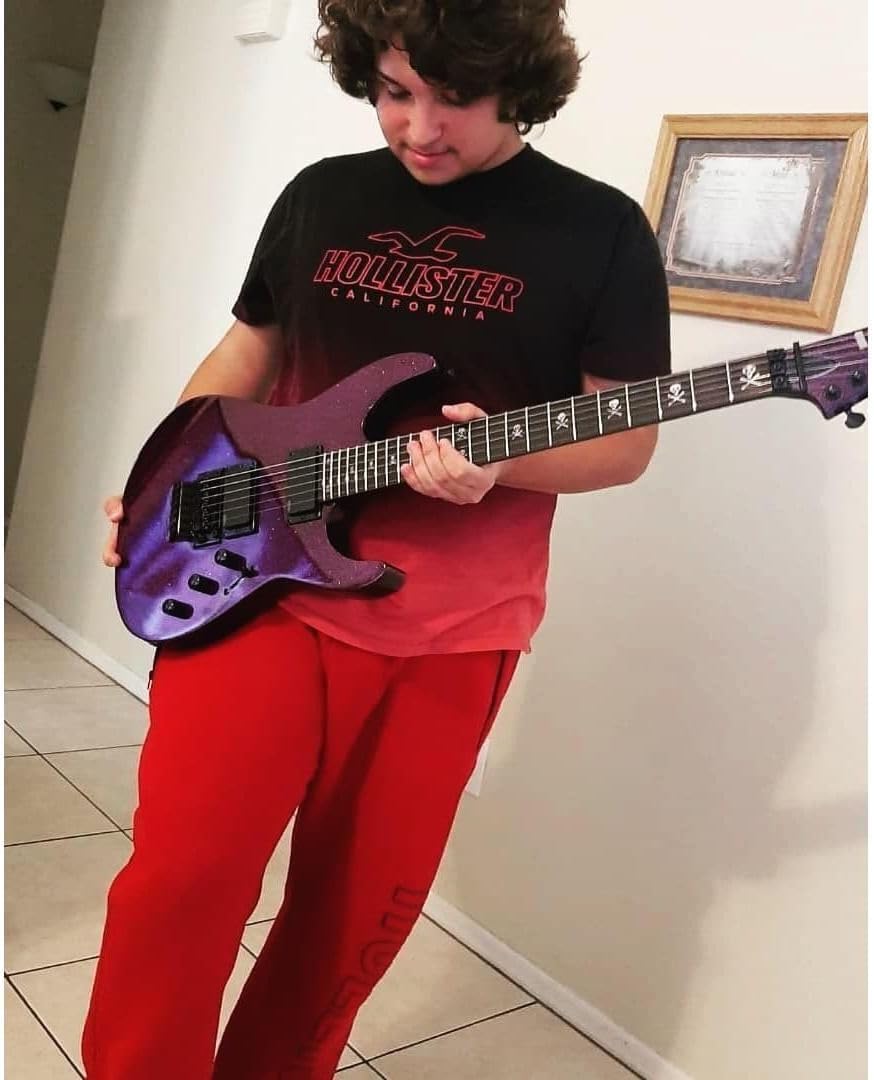 ESP LTD KH-602 Signature Series Kirk Hammett Electric Guitar with Case, Purple Sparkle