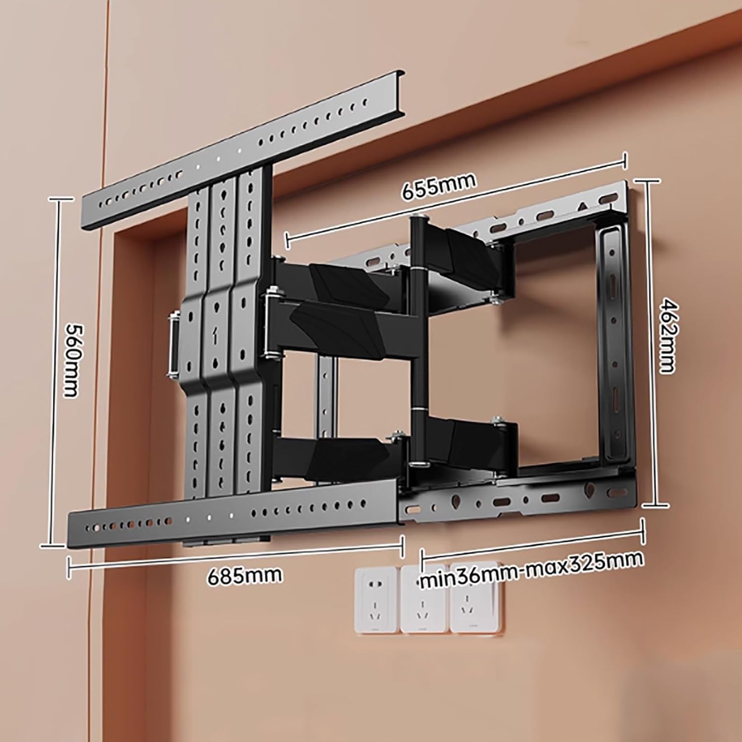 Full Motion TV Wall Mount for Most 50-100 Inch TVs, Leveling TV Mount, Wall Mount TV Bracket Dual Articulating Arms, Swivel, Tilting, Pre-Assembled TV Mount Has Smooth