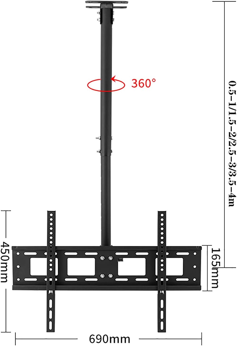 TV Stand tv Wall Mount 360° Swivel and Tilt Ceiling TV Mount Teles Height Adjustment for 40 to 70 Inch TV Swivel and Tilting Bracket,2.5-