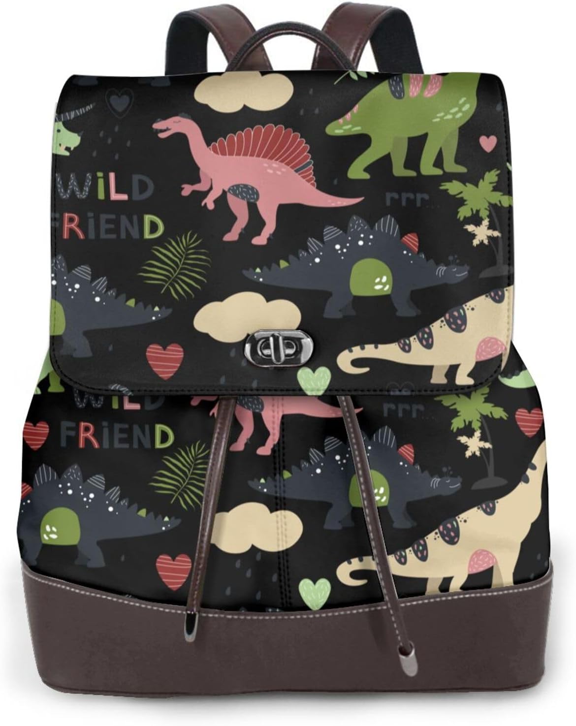 Cute Dinosaurs for Womens Backpack Purse Microfiber PU Anti-theft Large Fashion Designer Travel Bag Ladies Shoulder Bags