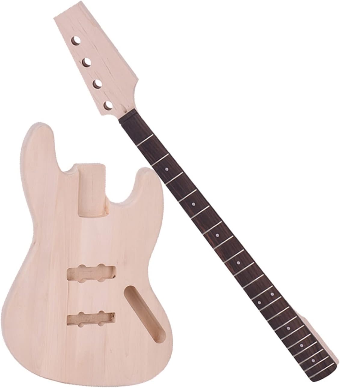 Bass Style 4-String Electric Bass DIY Kit Solid Basswood Body Maple Neck Rosewood Fingerboard DIY Kit Set DIY Guitar Kit