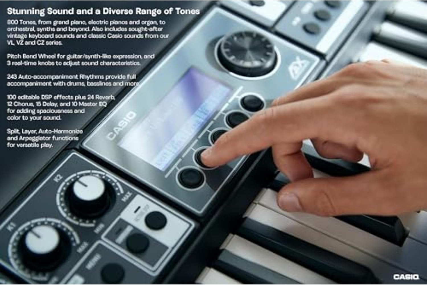 Casio Casiotone CT-S500 – 61-Key Touch-Responsive Portable Keyboard | 800 AiX Tones, DSP Effects, Bluetooth MIDI/Audio, 6-Track Recorder, USB, Line Outs, Casio Music Space App | Gig-Ready & Compact