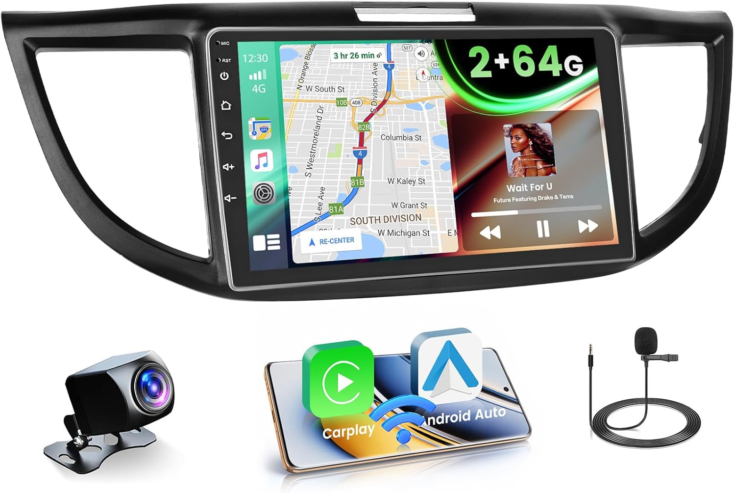 2+64GB Android 15 Car Radio for Honda CRV 2012-2016 Wireless Carplay Android Auto, 9