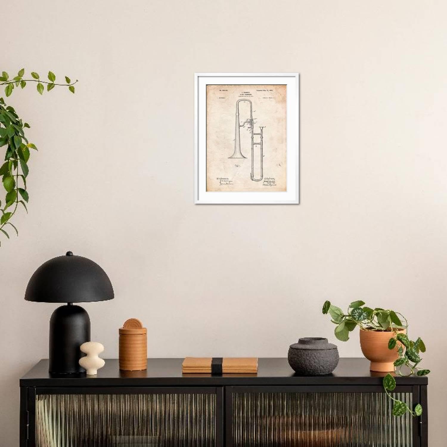 ART.COM Wall Art Print Slide Trombone Instrument Patent on White Frame by Cole Borders, 23