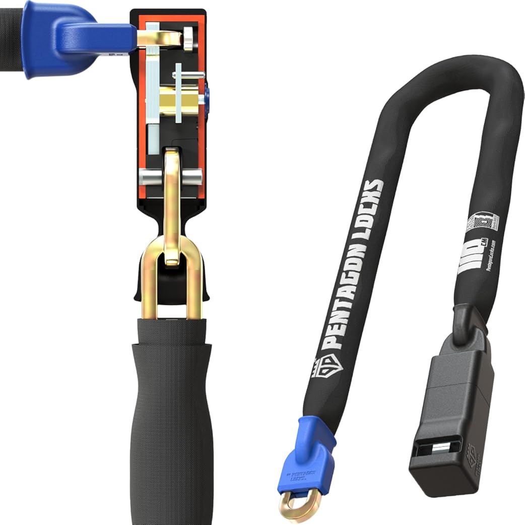 PENTAGON Bike Chain Key Lock - Magnetic Patented Gold Secure Heavy Duty Anti Theft Lock for Bicycles E-Bikes Scooters and Motorcycles - Maximum Security Master Tool Bike Protector