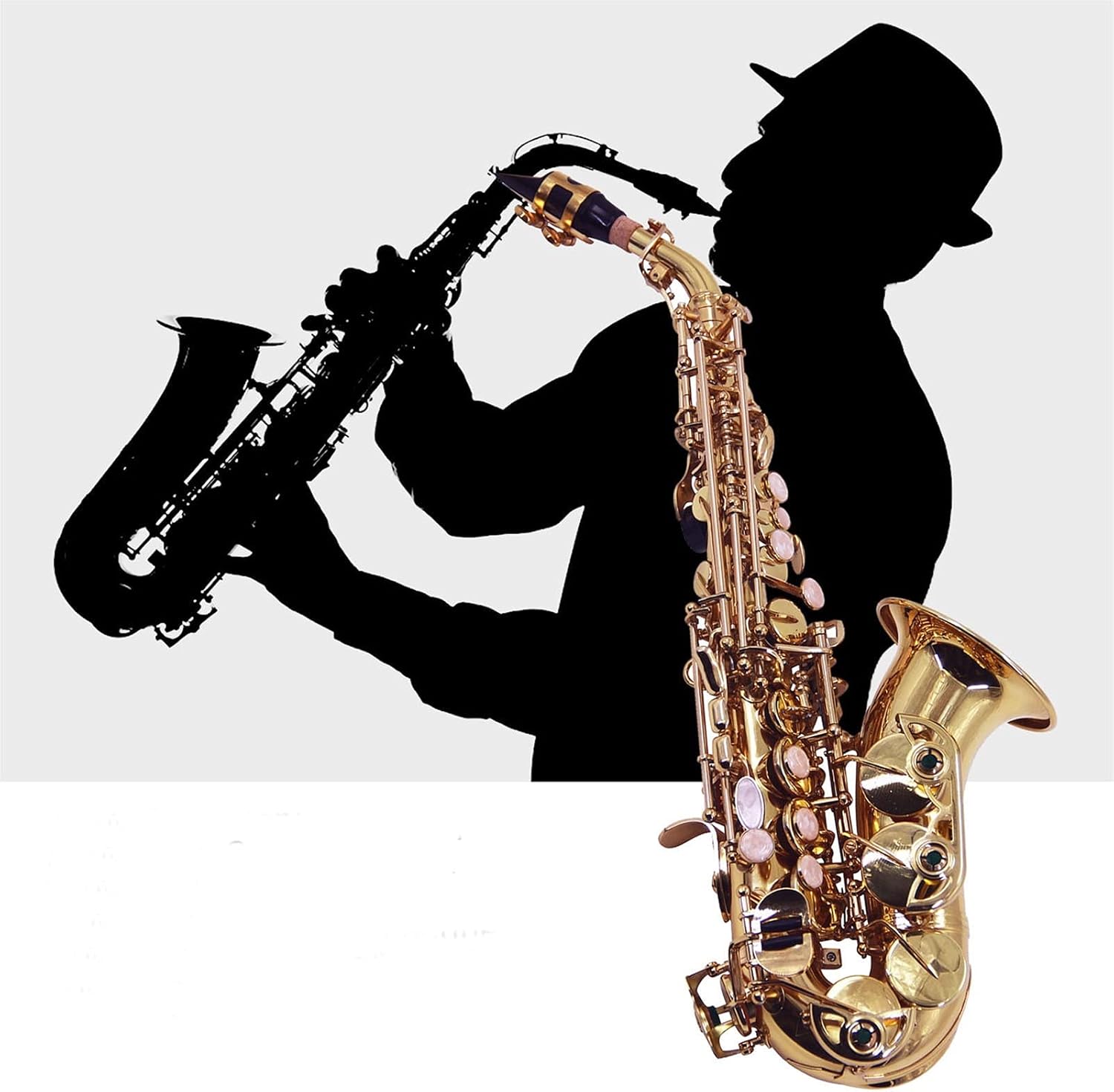 Saxophone Set Saxophones Student Bb Soprano Saxophone Brass Lacquered Gold Woodwind Instrument with Carrying Case Reed Cleaning Brush Cloth Gloves Straps