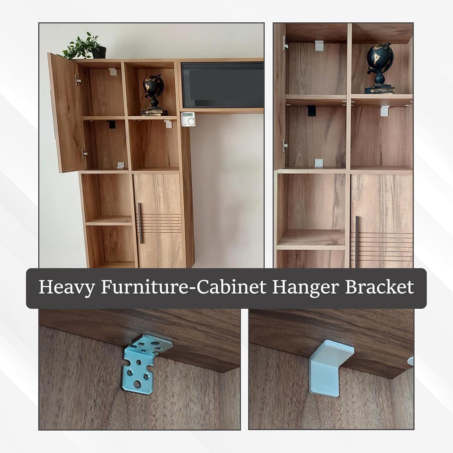 MR BRACKET L Bracket, Cream Shelf Brackets Pack of 100, Heavy Duty Cabinet Hanging Brackets, Plastic Cover Metal Brackets for Shelves, Stainless Steel Corner Brace, Furniture Anchors for Baby Proofing