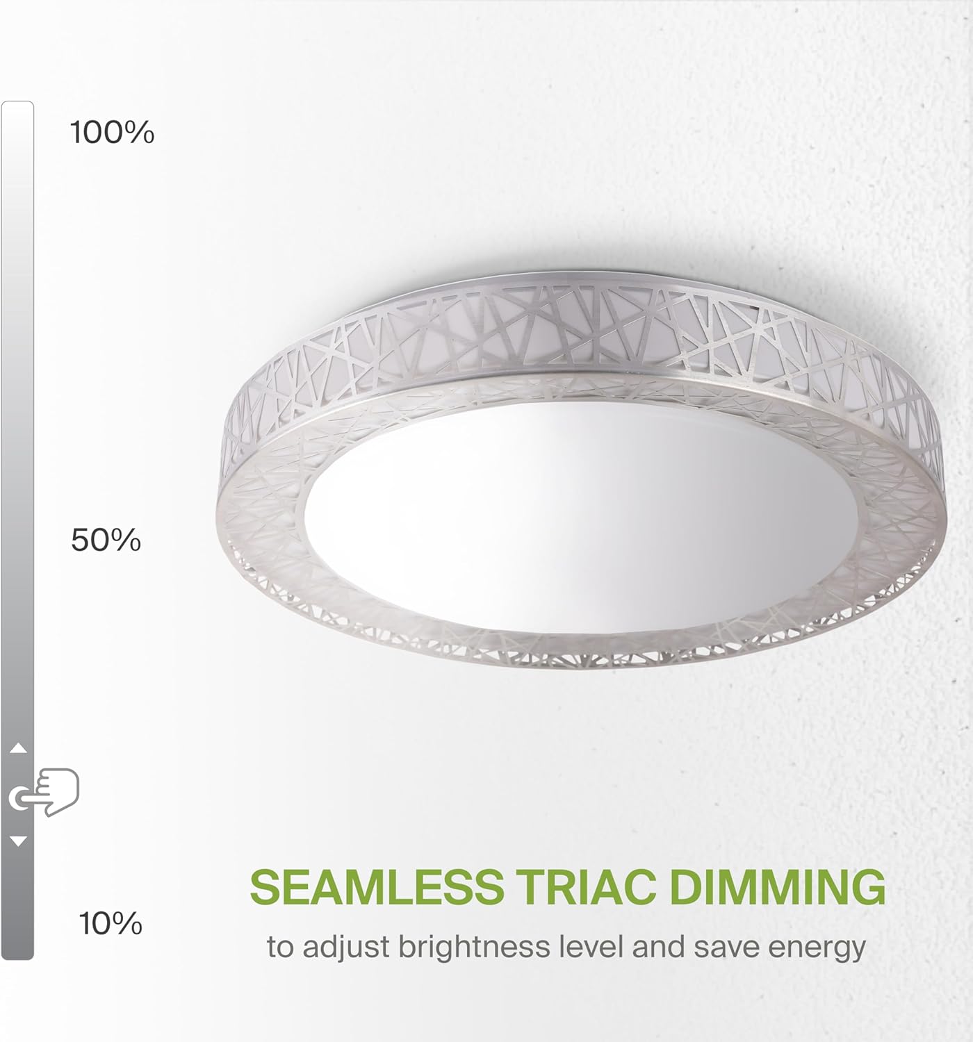 ASD 20 Inch Smart RGBW Flush Mount Ceiling Light with Remote - Brushed Nickel 42W 120V 2700-6500K Dimmable Ceiling Light Fixture, WiFi App Control RGB Lights, Alexa & Google Assistant - ETL