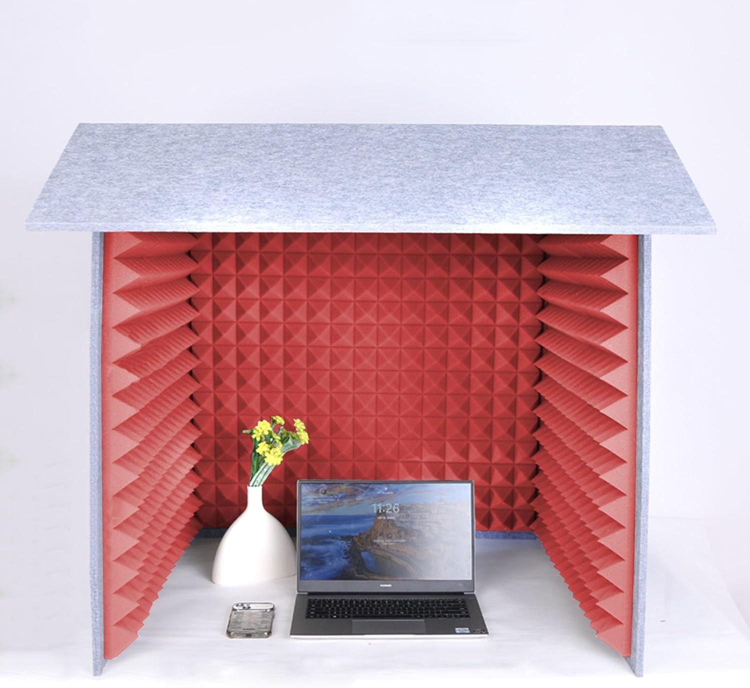 Desktop Noise Isolation Box, Portable Home Recording Studio, Suitable for Music Practice Room (Red)